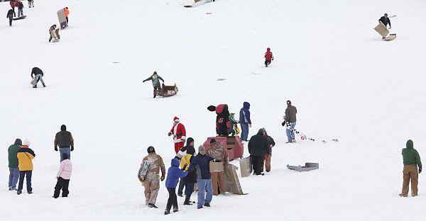 The annual RiverCade cardboard sled race
